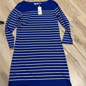 Vineyard Vines Navy White Stripe Dress M NWT Long Sleeve Preppy Casual